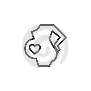 Pregnant woman with heart in belly line icon