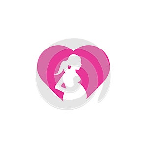 Pregnant woman heart shape logo.