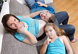 Pregnant woman with her children