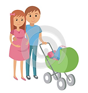 Pregnant woman and her husband on shopping