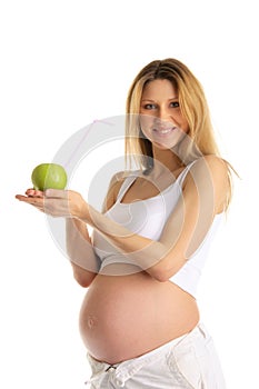 Una donna possesso mela paglia 