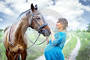 Pregnant woman with horse