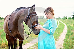 Pregnant woman with horse