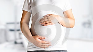 Pregnant woman at hospital health check up.