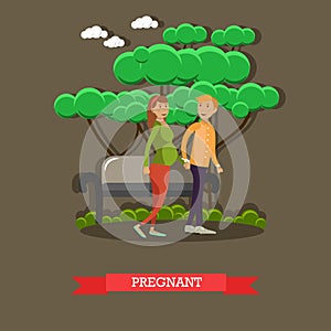 Pregnant woman with husband vector illustration in flat style