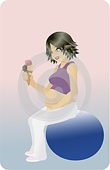 Pregnant woman with ice cream