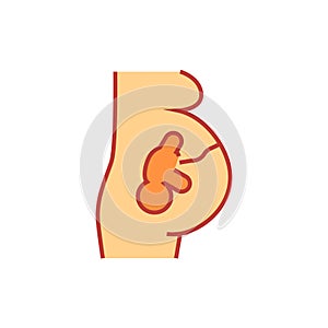 Pregnant woman icon. Childbearing vector illustration. Isolated contour of orthopedic material on white background