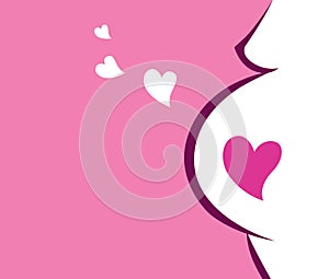 Pregnant woman icon with heart (pink)