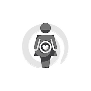 Pregnant woman icon vector, filled flat sign, solid pictogram isolated on white.