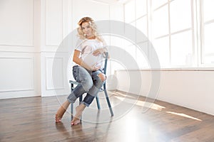 Pregnant woman indoors