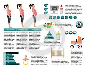 Pregnant woman infographics. Vector illustration.