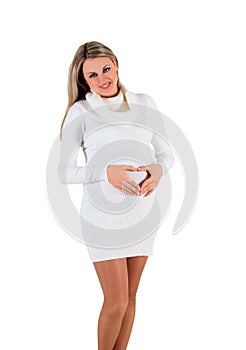 Pregnant woman - isolated over a white background