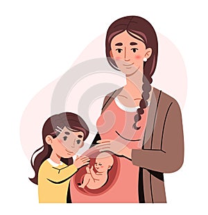 Pregnant woman with kid vector concept