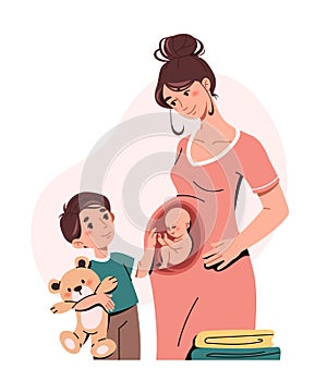 Pregnant woman with kid vector concept