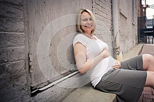 Pregnant Woman Laughing