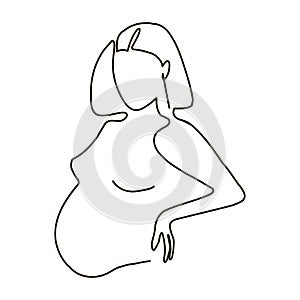 Pregnant woman line art. Woman silhouette