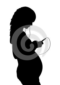 Pregnant woman listening to music