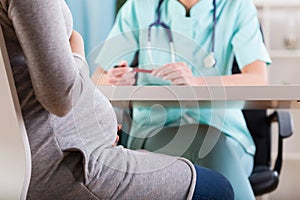 Pregnant woman during medical visit