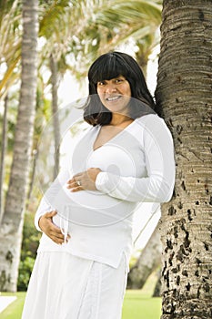 Pregnant Woman in Outdoor Setting