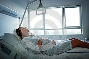 Pregnant woman in pain during labor at hospital