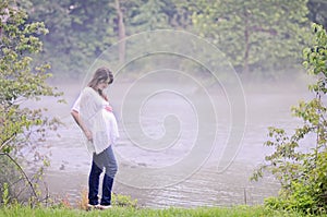 Pregnant woman peaceful