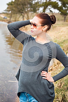 Pregnant woman posing