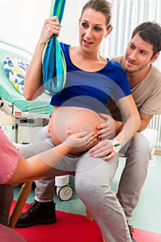 Pregnant woman preparing herself for giving birth