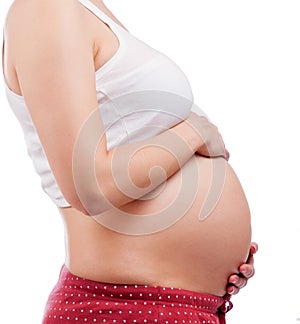 Pregnant woman profile view isolated