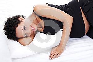 Pregnant woman resting.