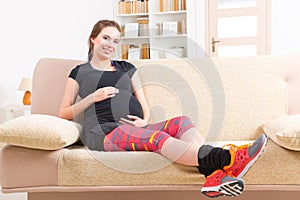 Pregnant woman resting at home