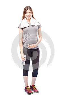 Pregnant woman resting after running