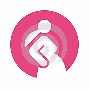 Pregnant woman round pink icon