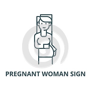 Pregnant woman sign vector line icon, linear concept, outline sign, symbol