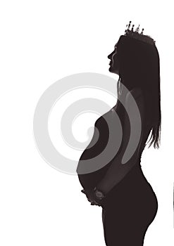 Pregnant woman silhouette in crown