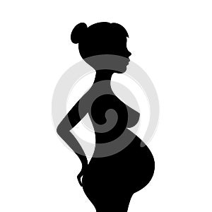 Pregnant woman silhouette vector icon