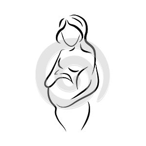 Pregnant woman silhouette, vector symbol