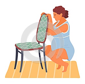 Pregnant woman in sitting position soon before childbirth modern cartoon style vector illustration