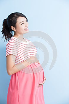 Pregnant woman is smile