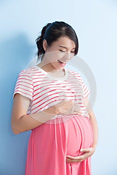 Pregnant woman is smile