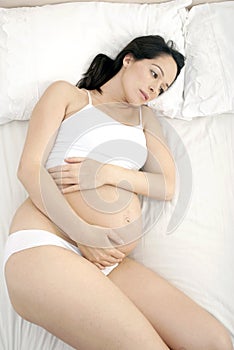 Pregnant woman stomach ache