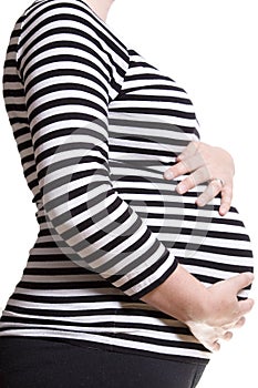 Pregnant woman in striped sweater