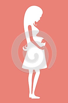 Pregnant woman, stylized vector symbol