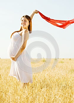 Pregnant woman in summer