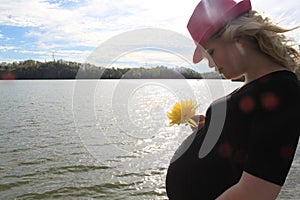 Pregnant Woman at Sunset photo