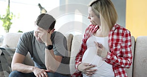 Pregnant woman swears at husband slow motion 4k movie