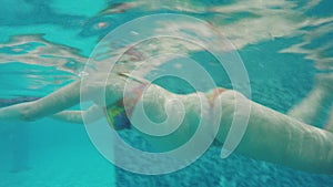 Pregnant woman swimming in pool