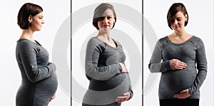 Pregnant woman touching her belly