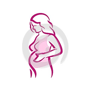 Pregnant woman touching her belly Icon