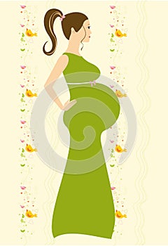 Pregnant woman, vector. Flat and colored illustration.