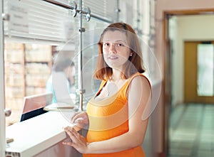 Pregnant woman waiting for patient's records